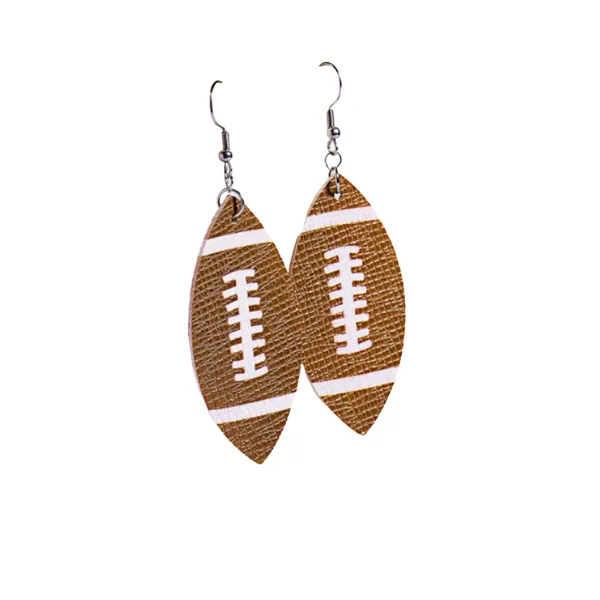 Football Teardrop Faux Leather Dangle Earrings