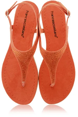 FRANCESCO MILANO ARETHA Orange Crystal Sandals