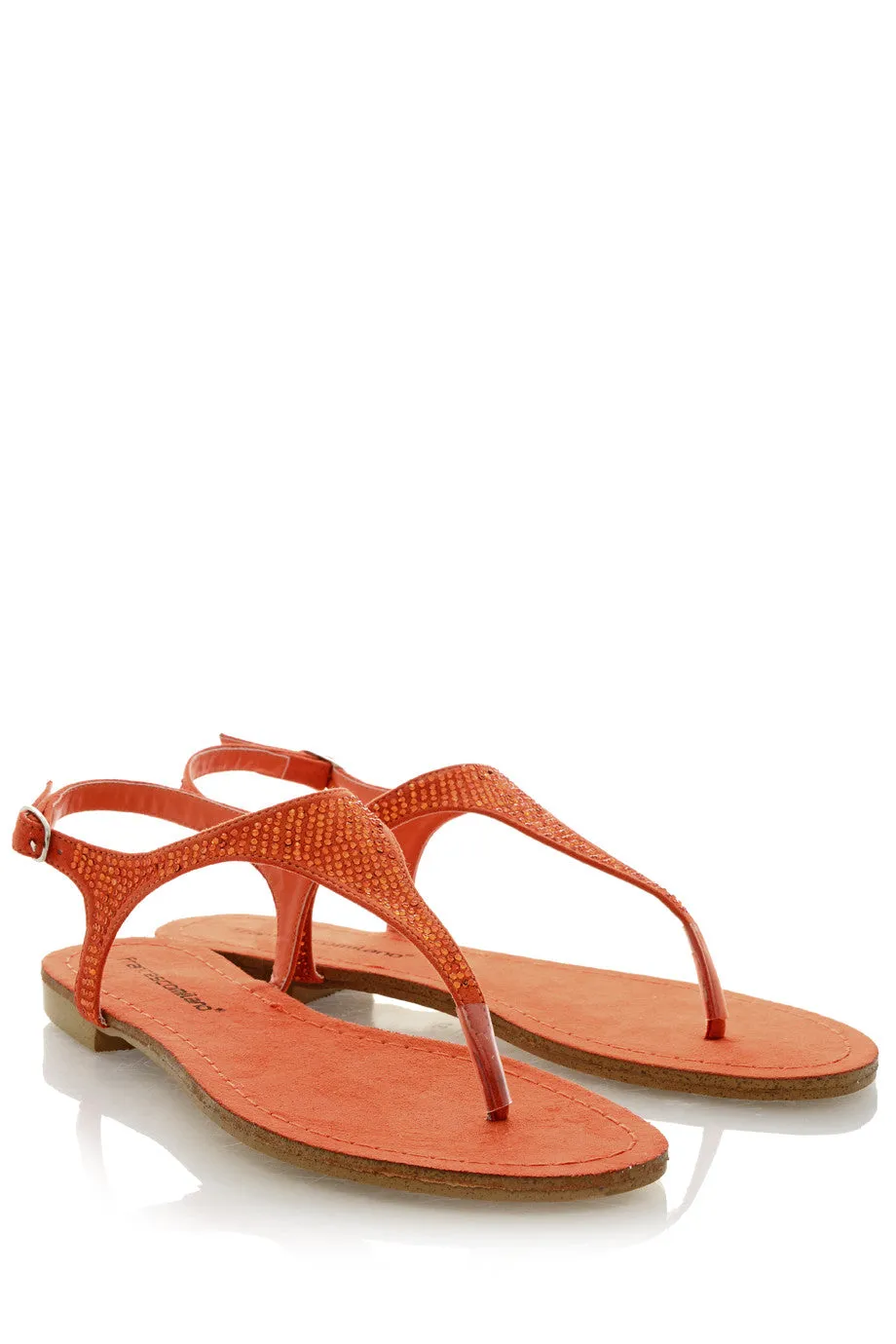 FRANCESCO MILANO ARETHA Orange Crystal Sandals