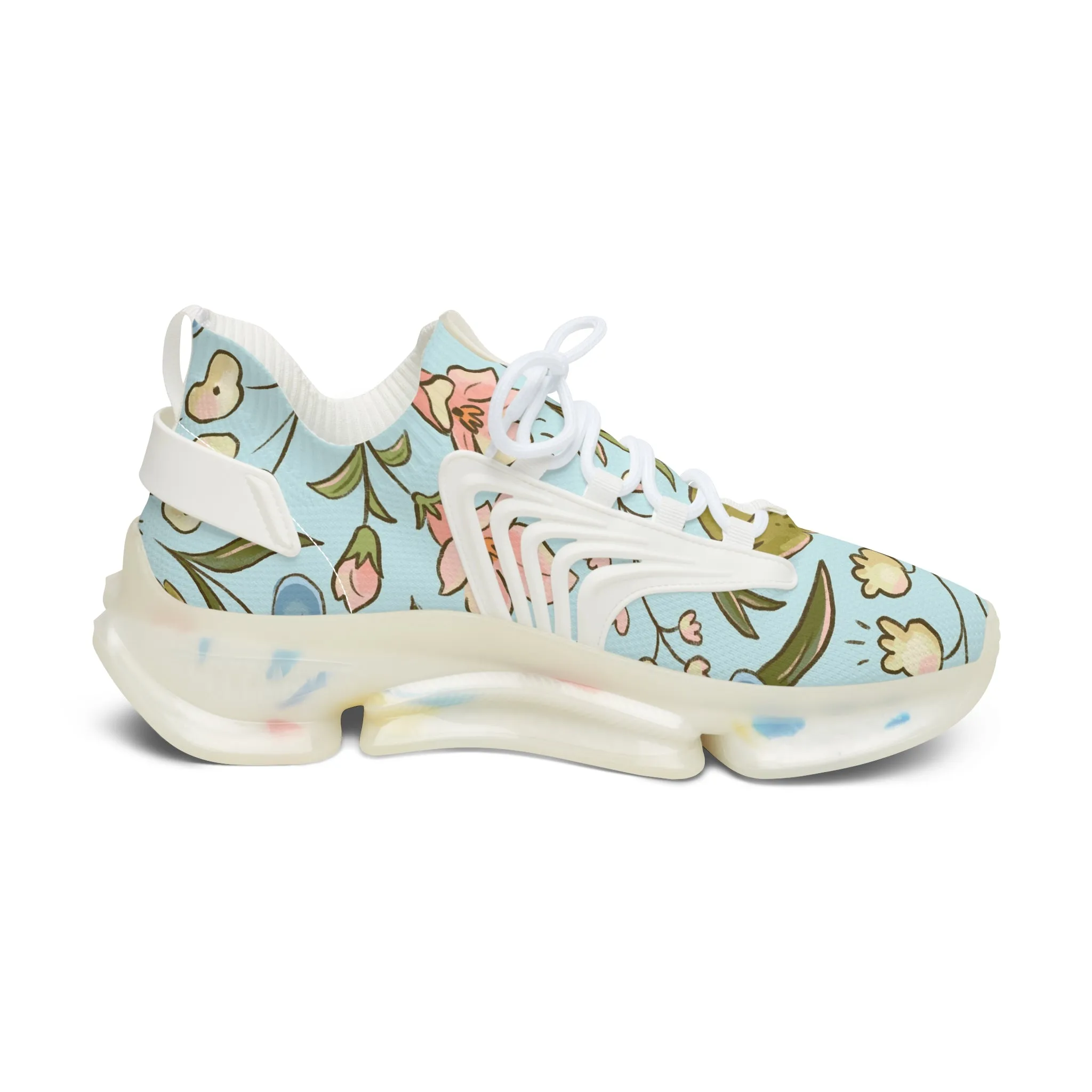 Frog and Flowers Women's Mesh Sneakers