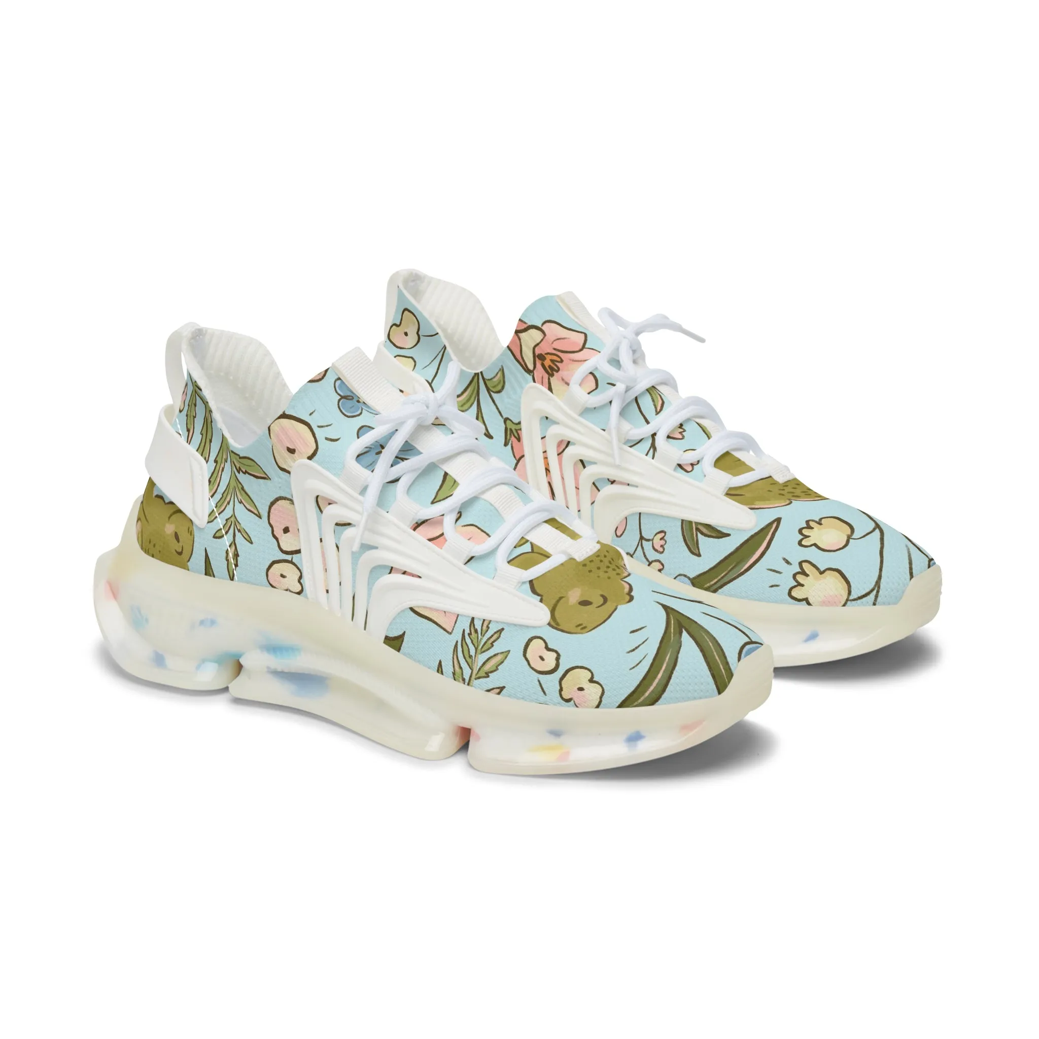 Frog and Flowers Women's Mesh Sneakers