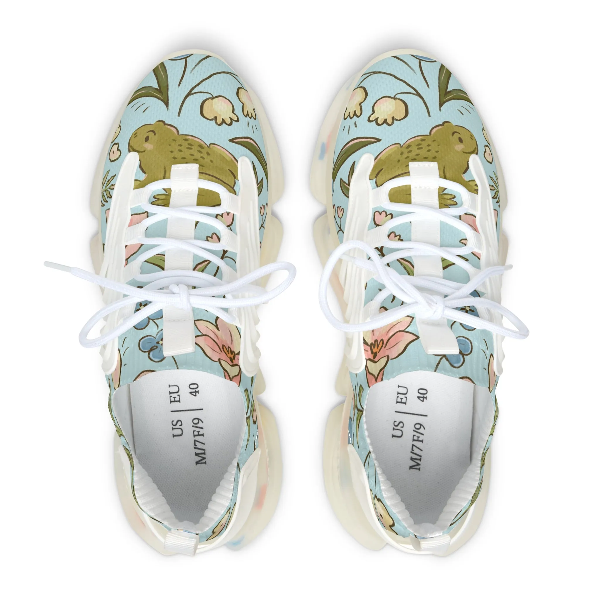 Frog and Flowers Women's Mesh Sneakers