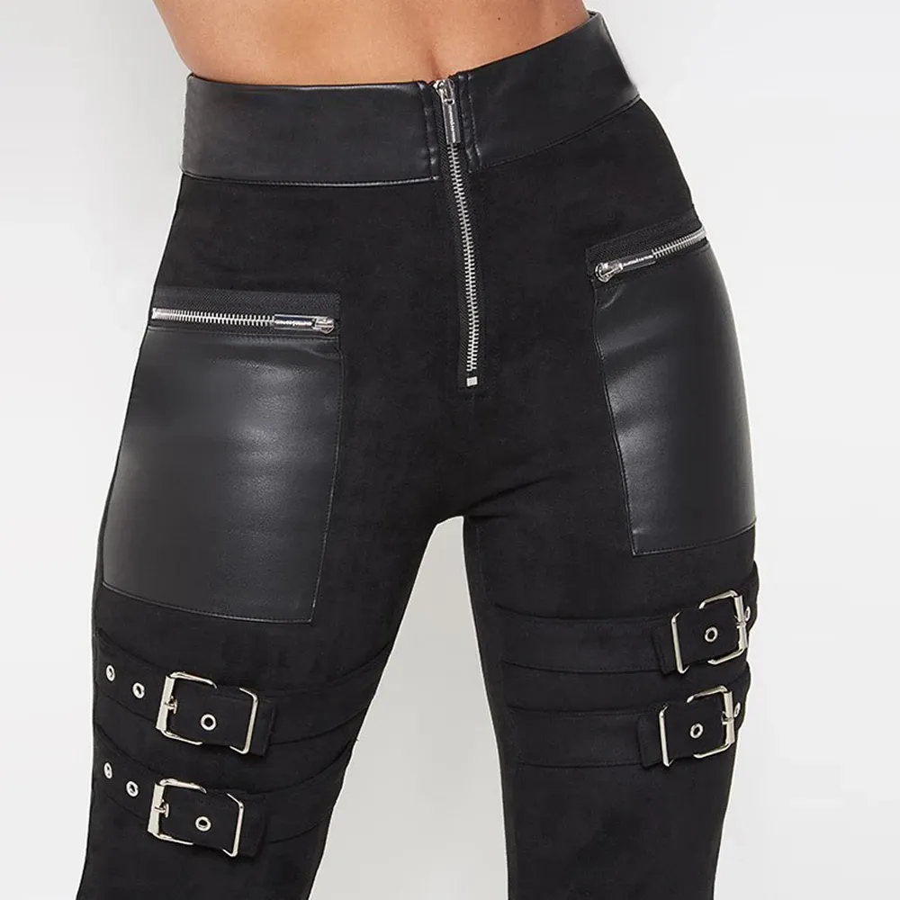 Funki Buys | Pants | Women's Gothic Punk Buckle Strap Pants