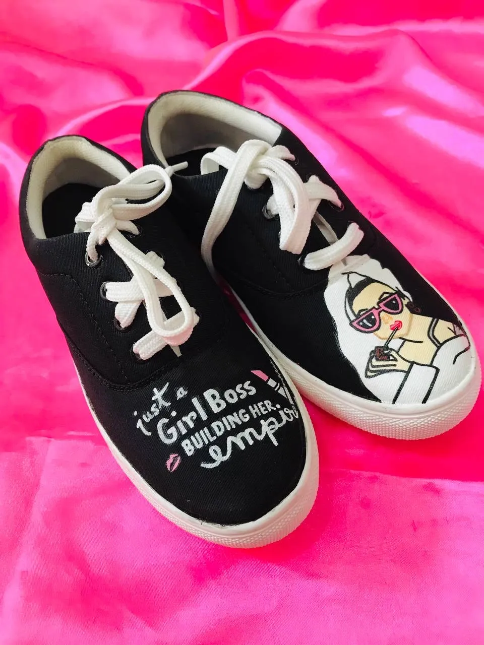 Funky N Trendy hand painted water resistant boss lady theme casual shoes