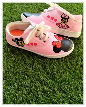 Funky N Trendy hand painted water resistant pink cute sneakers