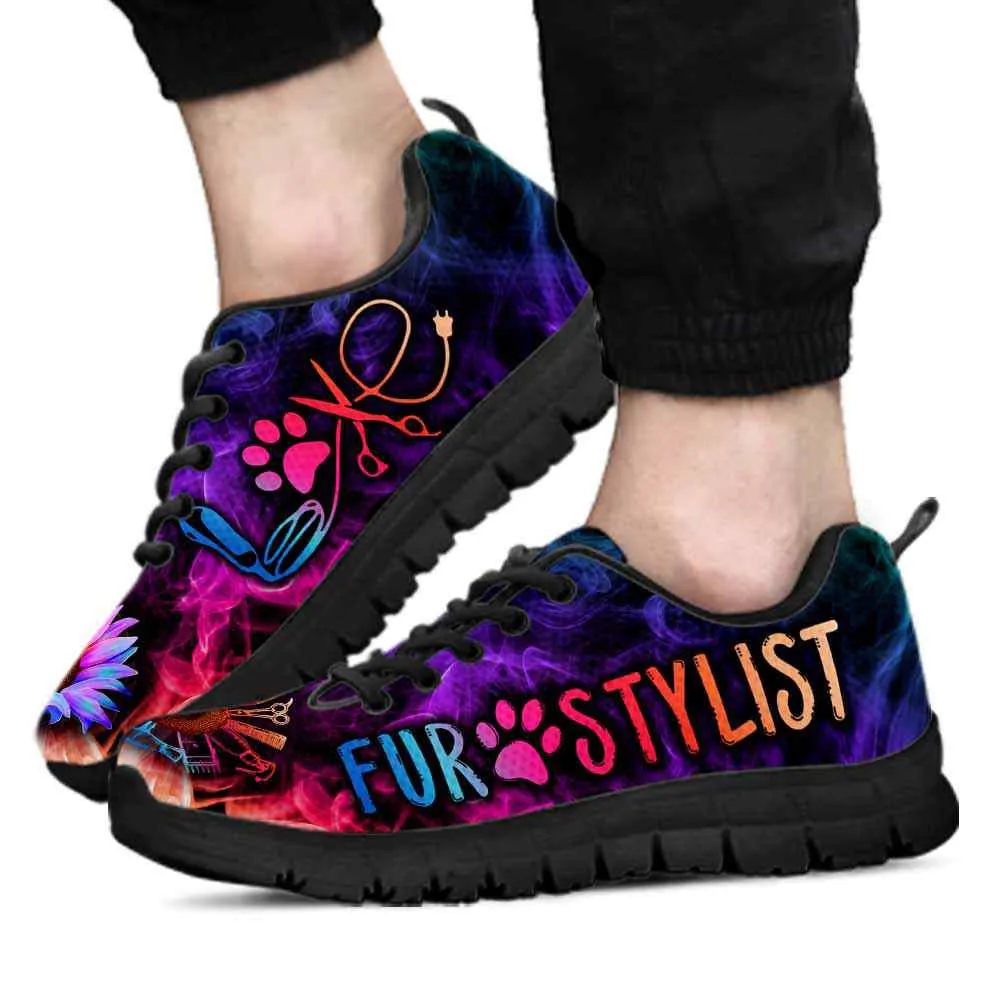 Fur Stylist Rainbow Sunflower Smoke Sneakers Shoes, Dog Print Shoes, Best Running Shoes, Unique Gifts For Dog Lovers