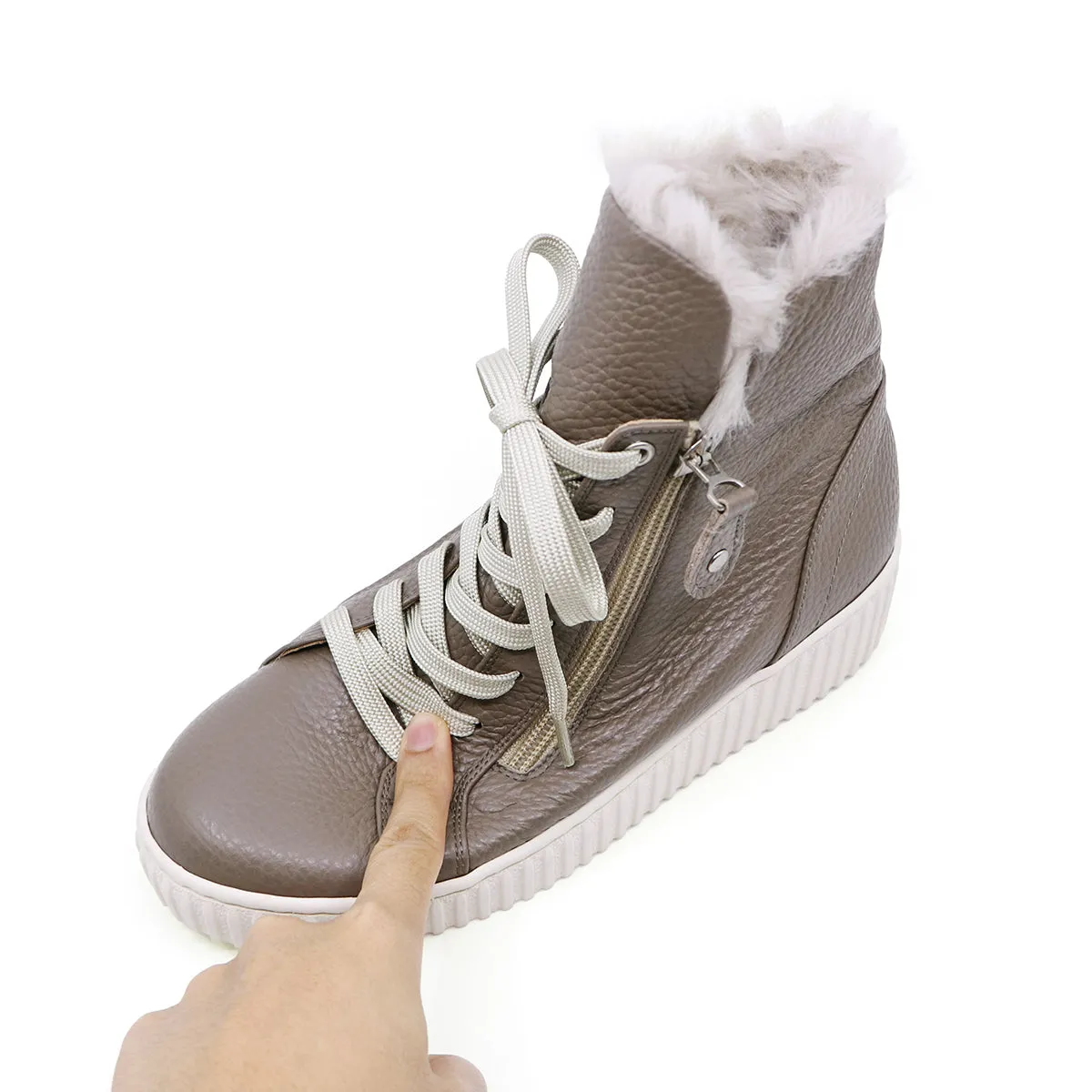 Fuyu Taupe Fur Sneaker Boots