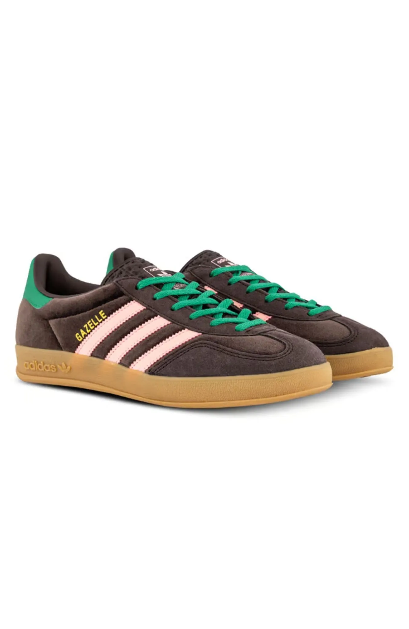 Gazelle Indoor W Dark Brown Glow Pink Court Green