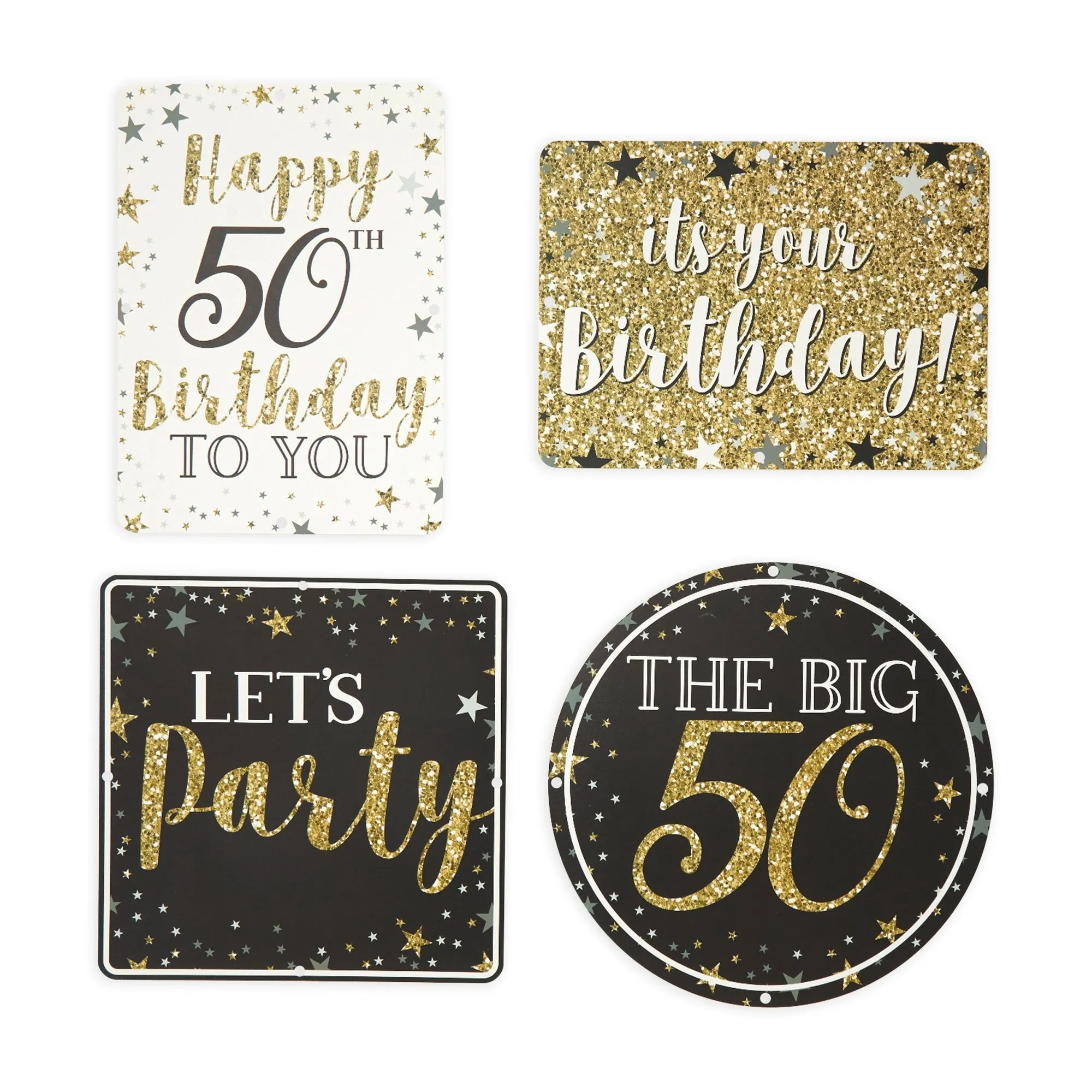 Glitter Party Signs for 50th Birthday Decorations for Men and Women (12 Pack)