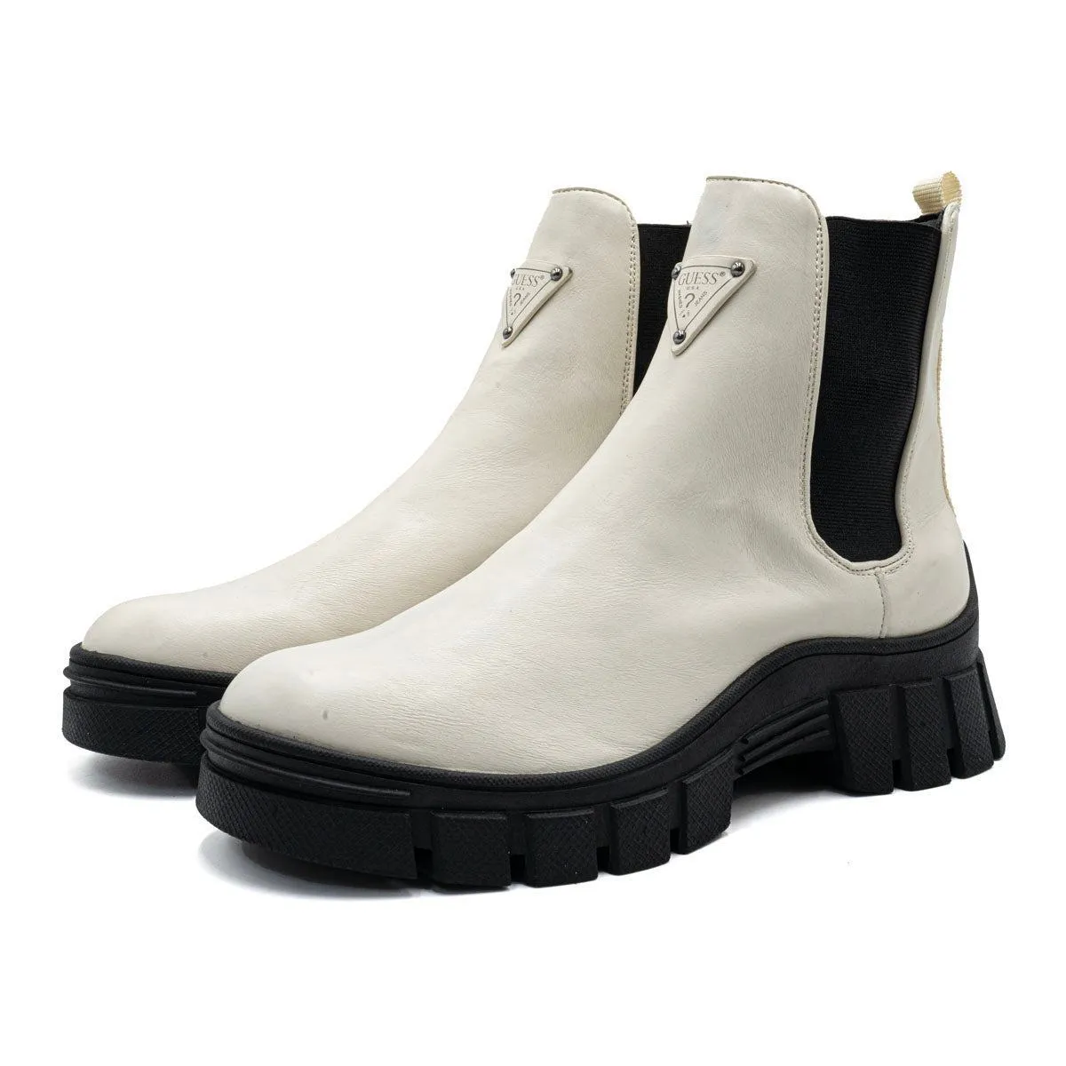 Guess Hestia Ankle Boots Leather White Colour For Women