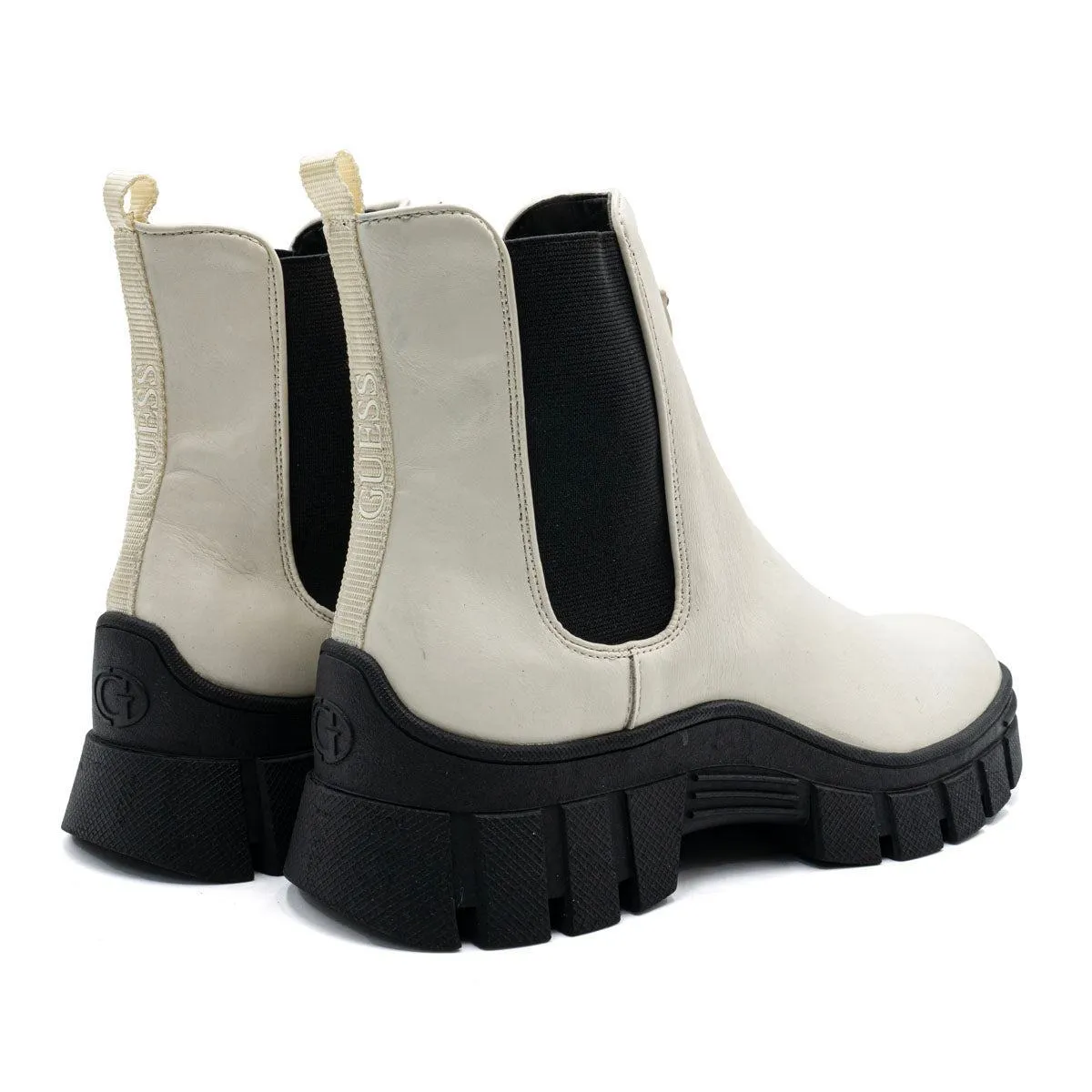 Guess Hestia Ankle Boots Leather White Colour For Women