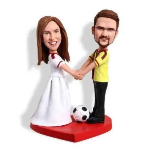 Happy Football Soccer Wedding Anniversary Custom Figure Bobblehead