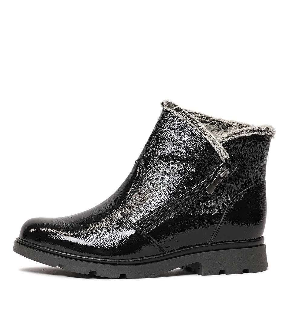 Hf-21062Ne Black Patent Ankle Boots