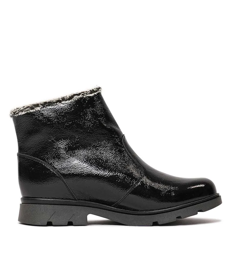 Hf-21062Ne Black Patent Ankle Boots