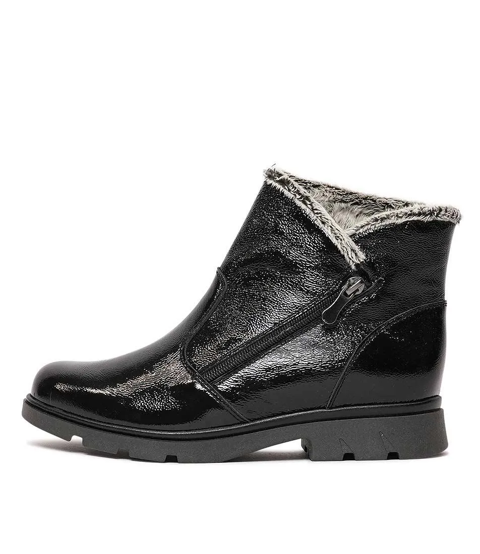 Hf-21062Ne Black Patent Ankle Boots