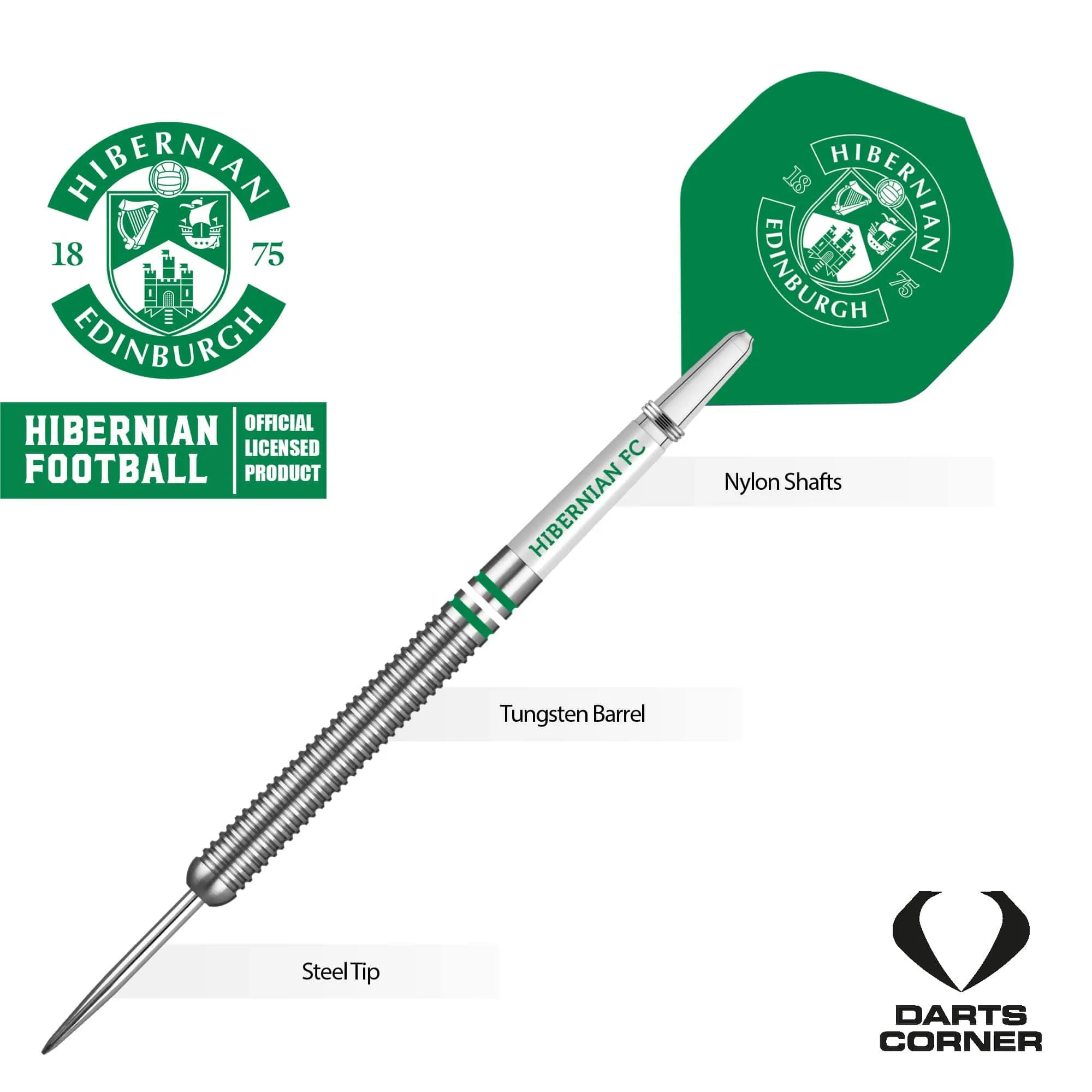 Hibernian FC - Official Licensed - Steel Tip Darts - Tungsten - 24g