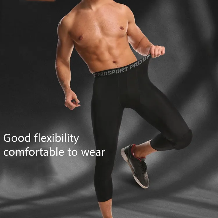 High Elastic Lycra Honeycomb Crash Pants Men Basketball Fitness Seven-tenths Sweatpants, Specification: XXXL(Black)