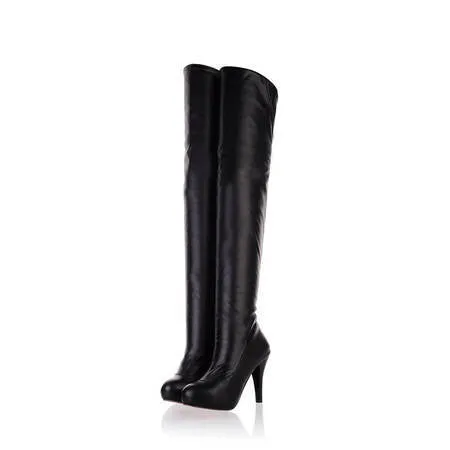 High heels fold over thigh high boots slimming long boots