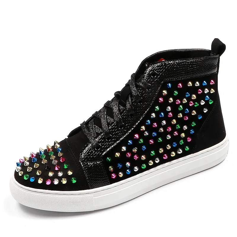 High Top Men Hip Hop Sneaker Colorful Rivet Studs