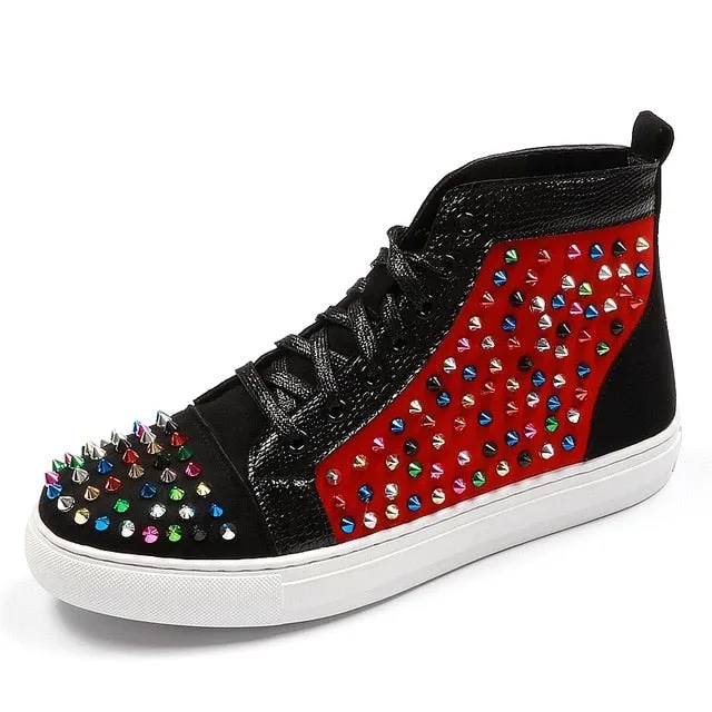 High Top Men Hip Hop Sneaker Colorful Rivet Studs