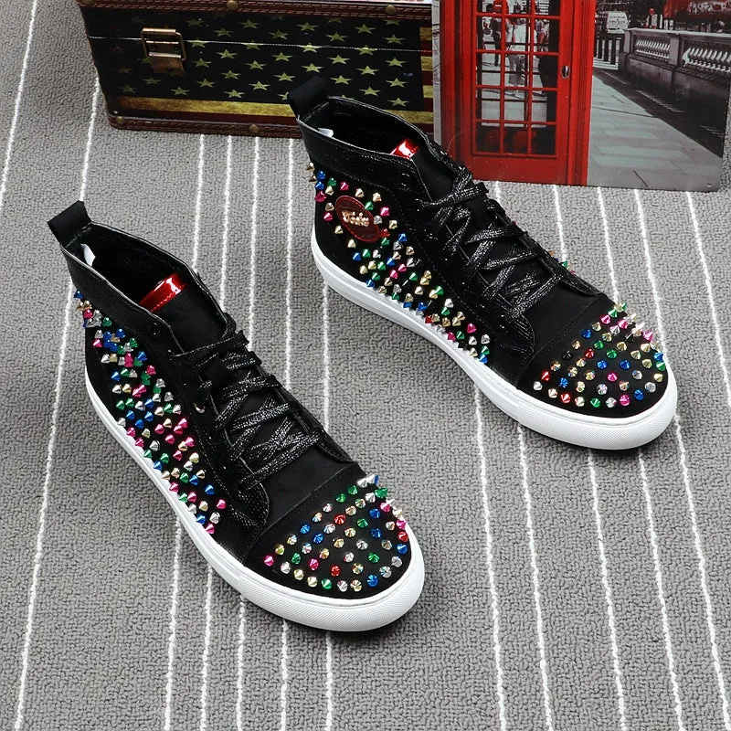 High Top Men Hip Hop Sneaker Colorful Rivet Studs