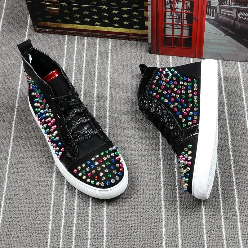 High Top Men Hip Hop Sneaker Colorful Rivet Studs