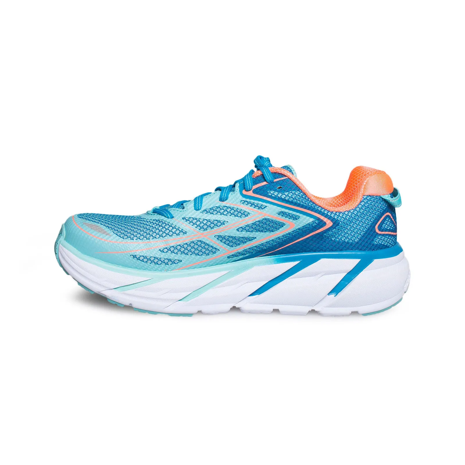 Hoka One One Clifton 3 Blue Jewel / Neon Coral Running Shoes - Women's