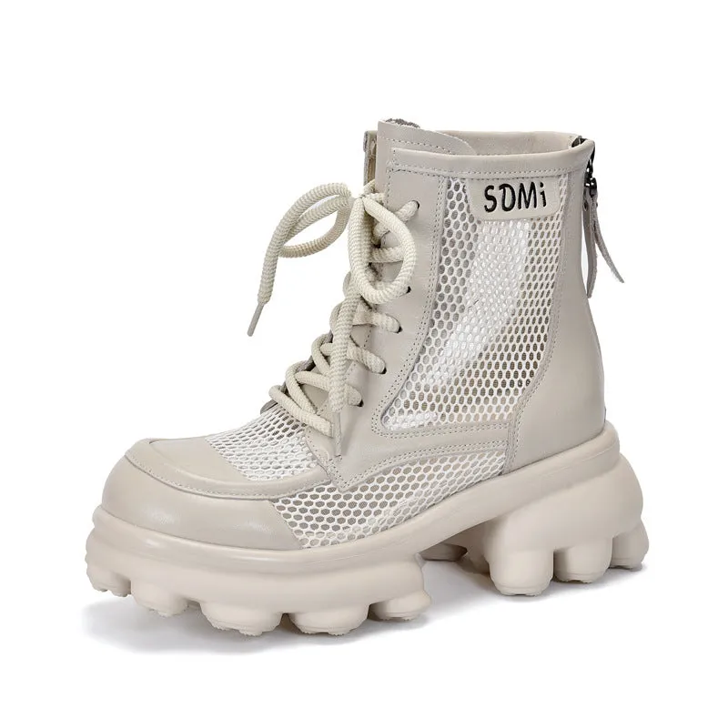 Hollow Thick-Soled Mesh Boots