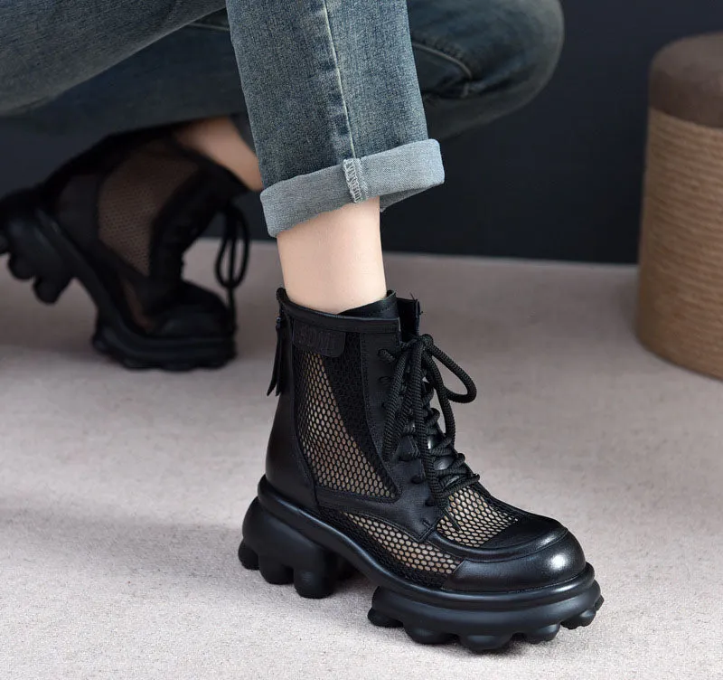 Hollow Thick-Soled Mesh Boots