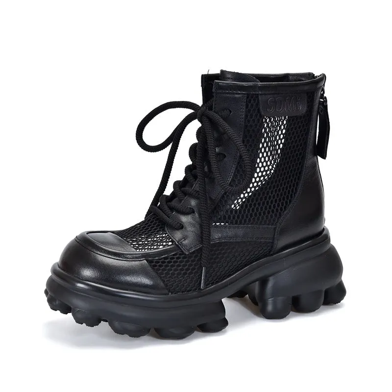 Hollow Thick-Soled Mesh Boots