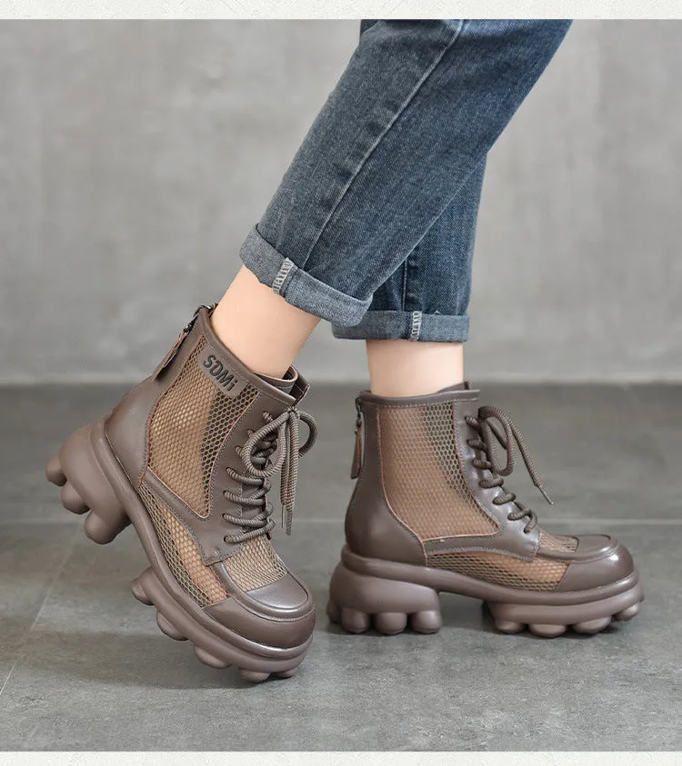 Hollow Thick-Soled Mesh Boots