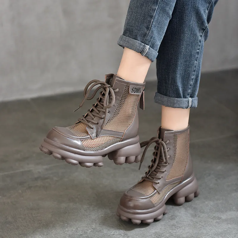 Hollow Thick-Soled Mesh Boots