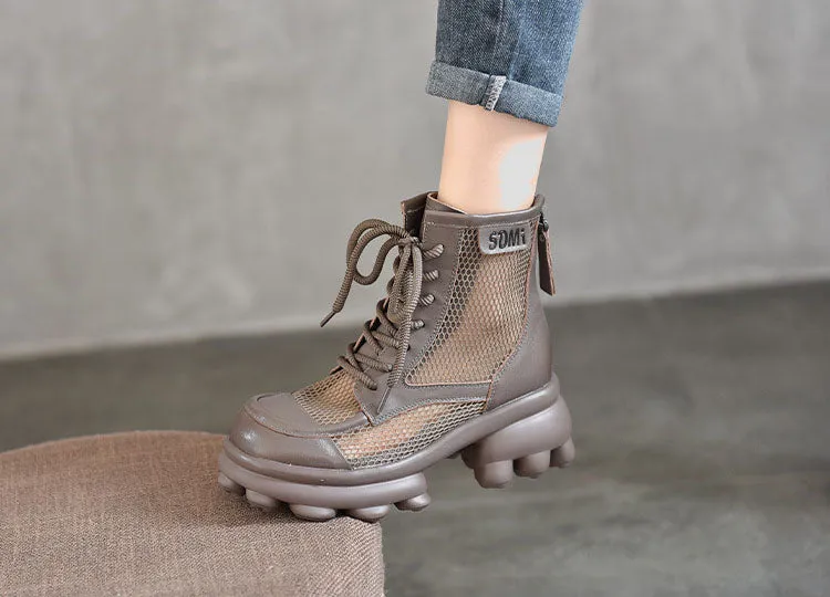 Hollow Thick-Soled Mesh Boots