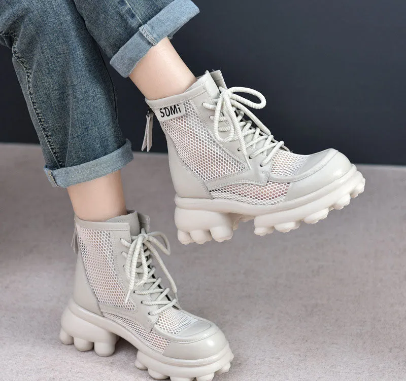 Hollow Thick-Soled Mesh Boots