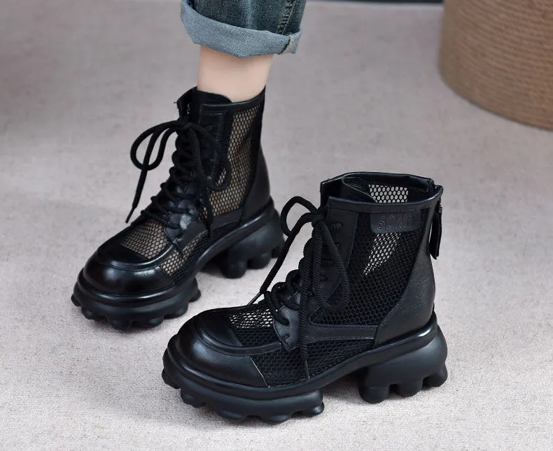 Hollow Thick-Soled Mesh Boots