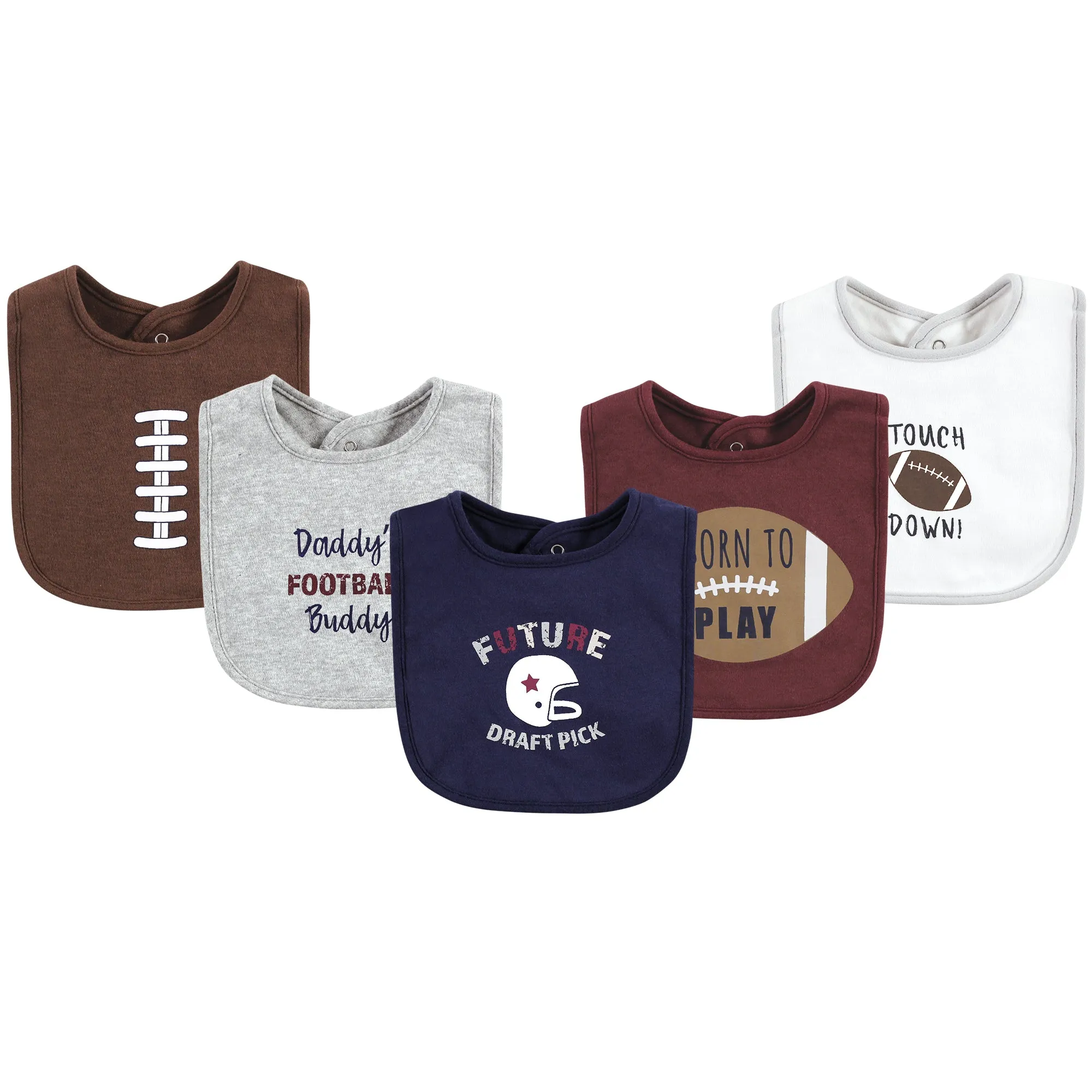 Hudson Baby Cotton Bibs, Brown Football