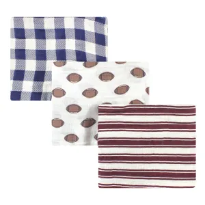 Hudson Baby Cotton Muslin Swaddle Blankets, Cream Football