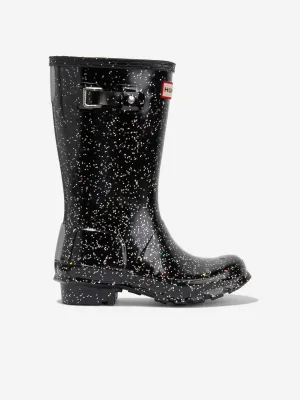 Hunter Kids Original Giant Glitter Wellingon Boots in Black