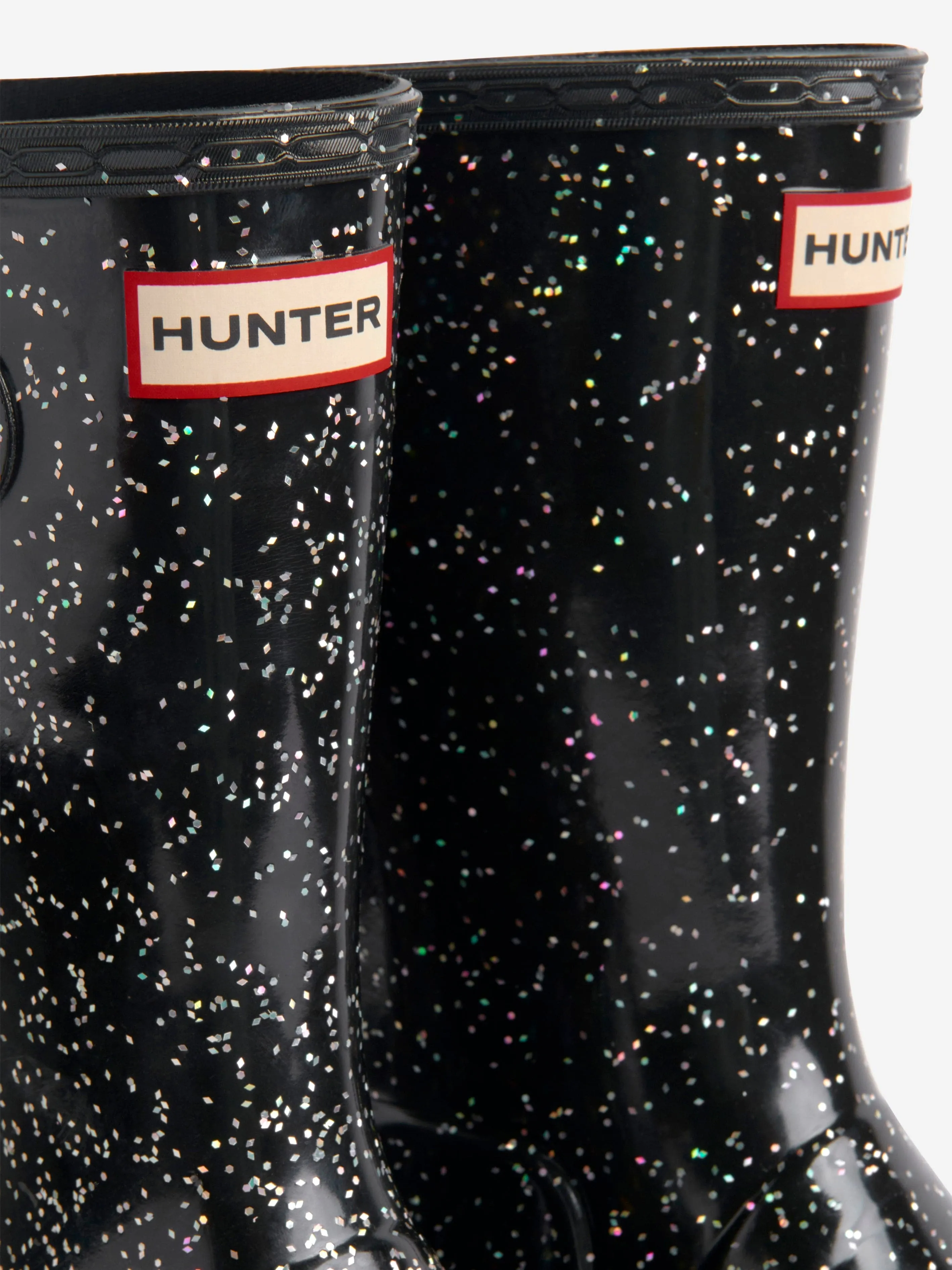 Hunter Kids Original Giant Glitter Wellingon Boots in Black