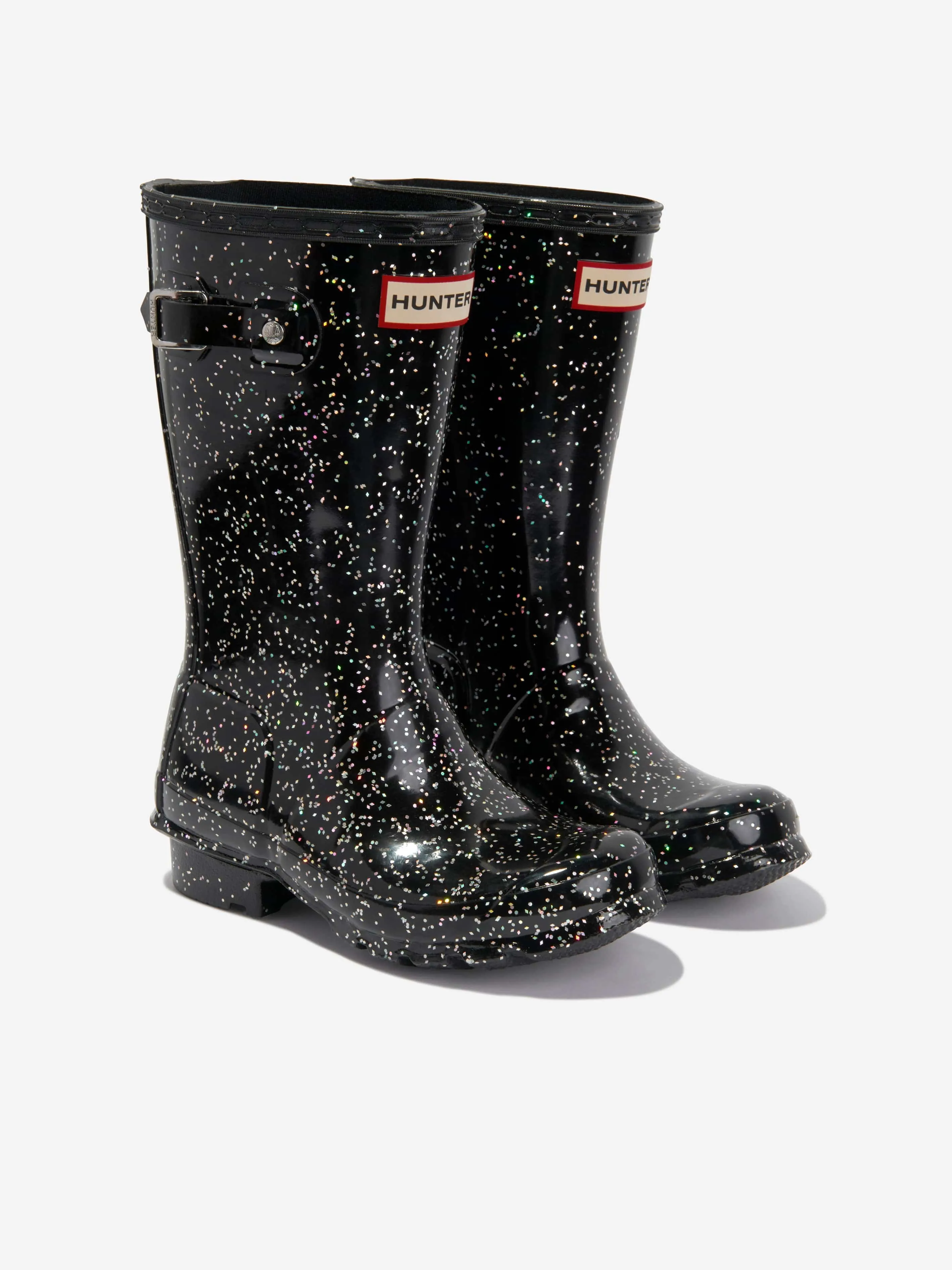 Hunter Kids Original Giant Glitter Wellingon Boots in Black