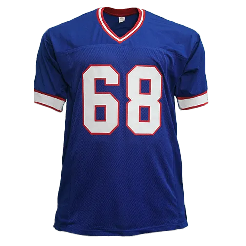 Joe DeLamielleure Autographed Pro Style Football Jersey Blue HOF 03 Inscription (JSA)