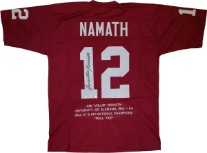 Joe Namath Signed Alabama Crimson Tide STATS Jersey (JSA & Namath Holo)