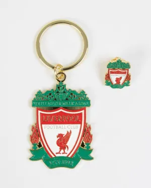 LFC Crest Badge & Keyring Set RED