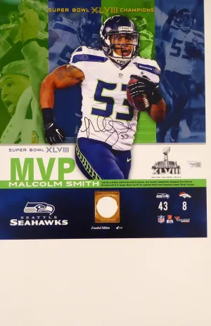 Malcolm Smith Autographed 13x14.5 Photo Seattle Seahawks Super Bowl XLVIII Fanatics Holo Stock #177454