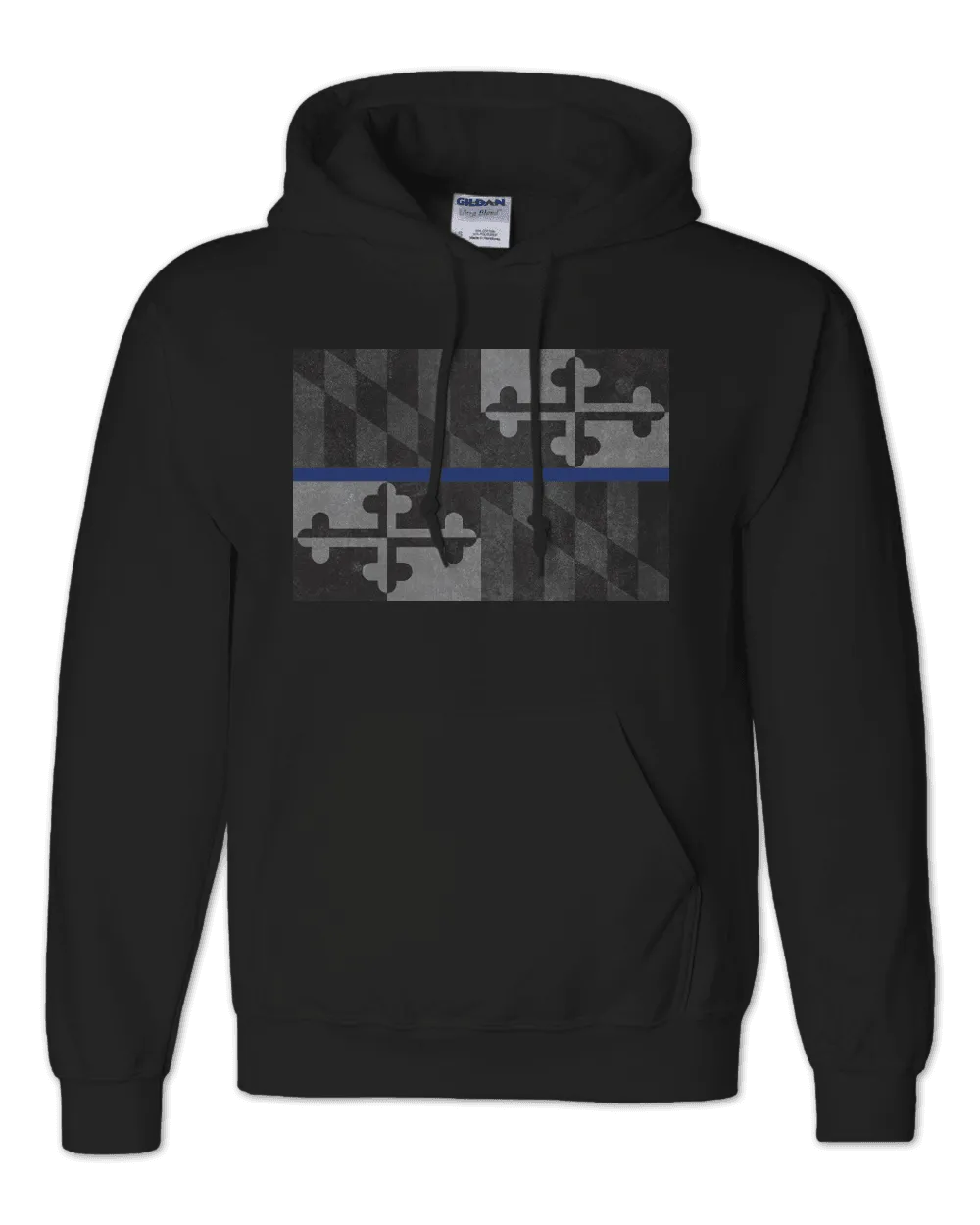 Maryland Flag Blue Line (Black) / Hoodie