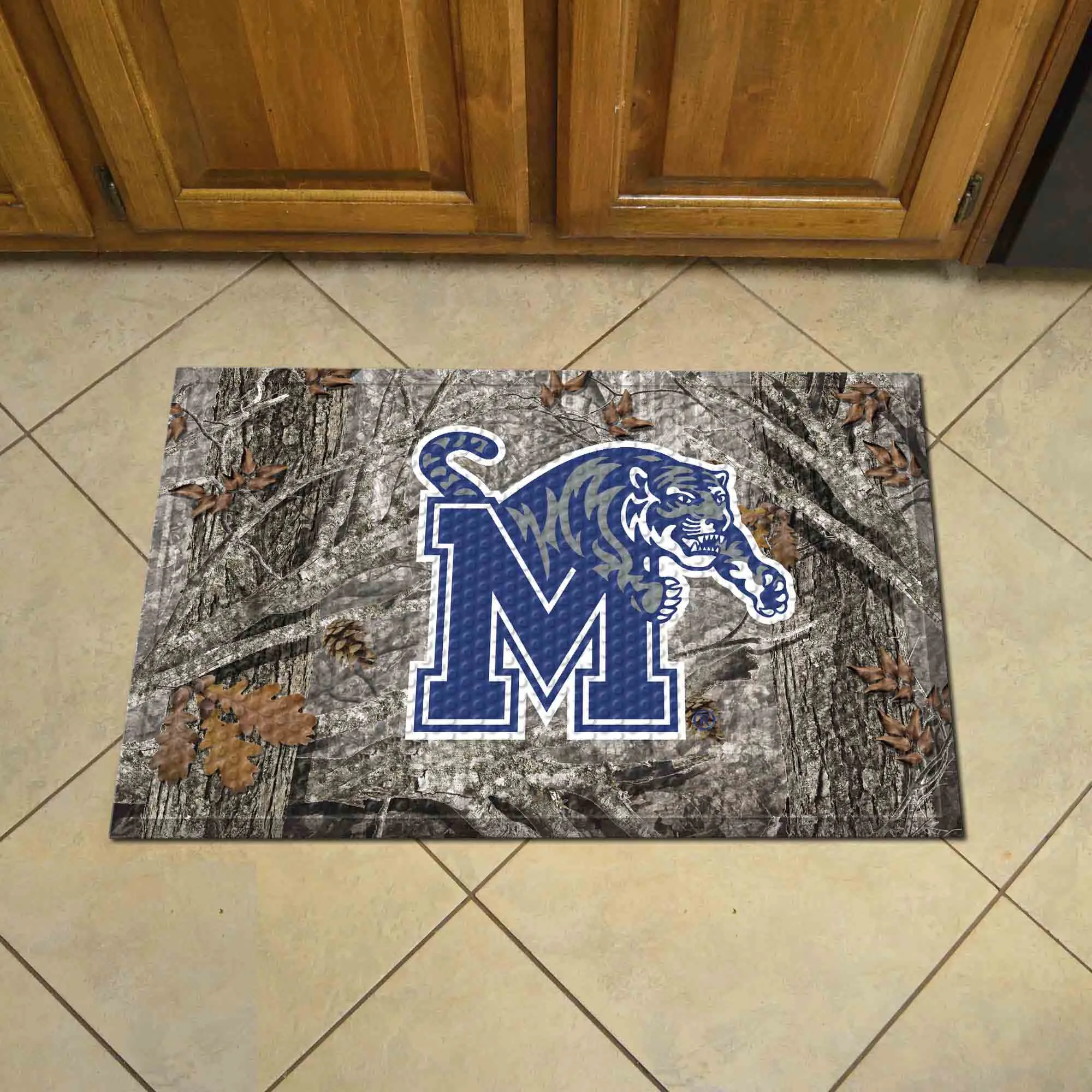 Memphis Tigers Rubber Scraper Door Mat Camo