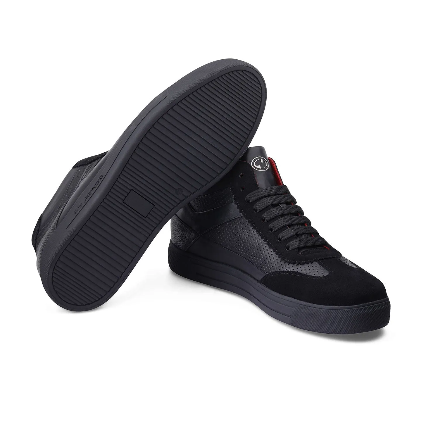 Men's Black Leather High-Top Sneaker