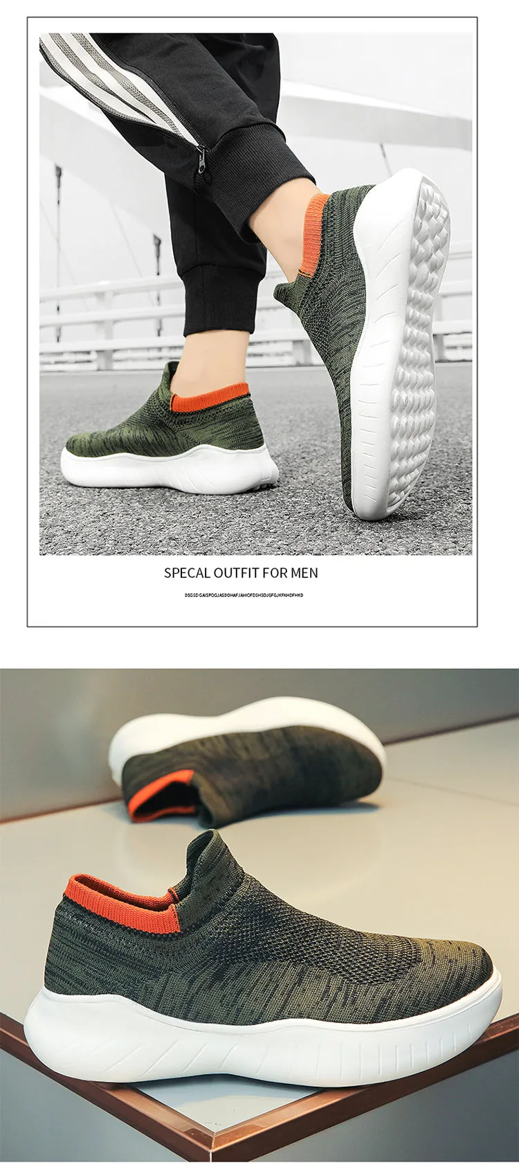 Men's Casual Sneakers Socks Shoes Knitted Breathable Lightweight Comfortable Slip On Loafers Walking Shoes