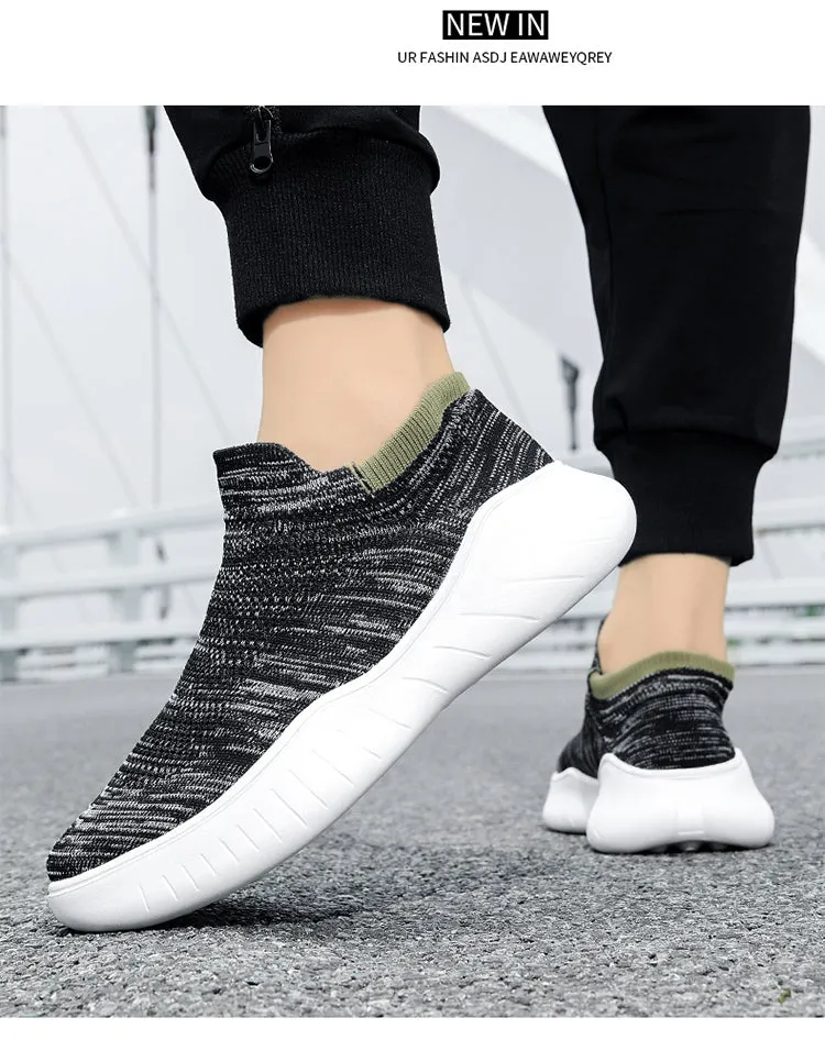 Men's Casual Sneakers Socks Shoes Knitted Breathable Lightweight Comfortable Slip On Loafers Walking Shoes