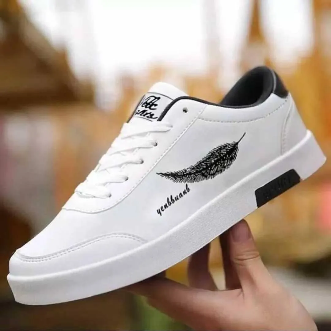 Men's Classic White Synthetic Leather Casual Shoes